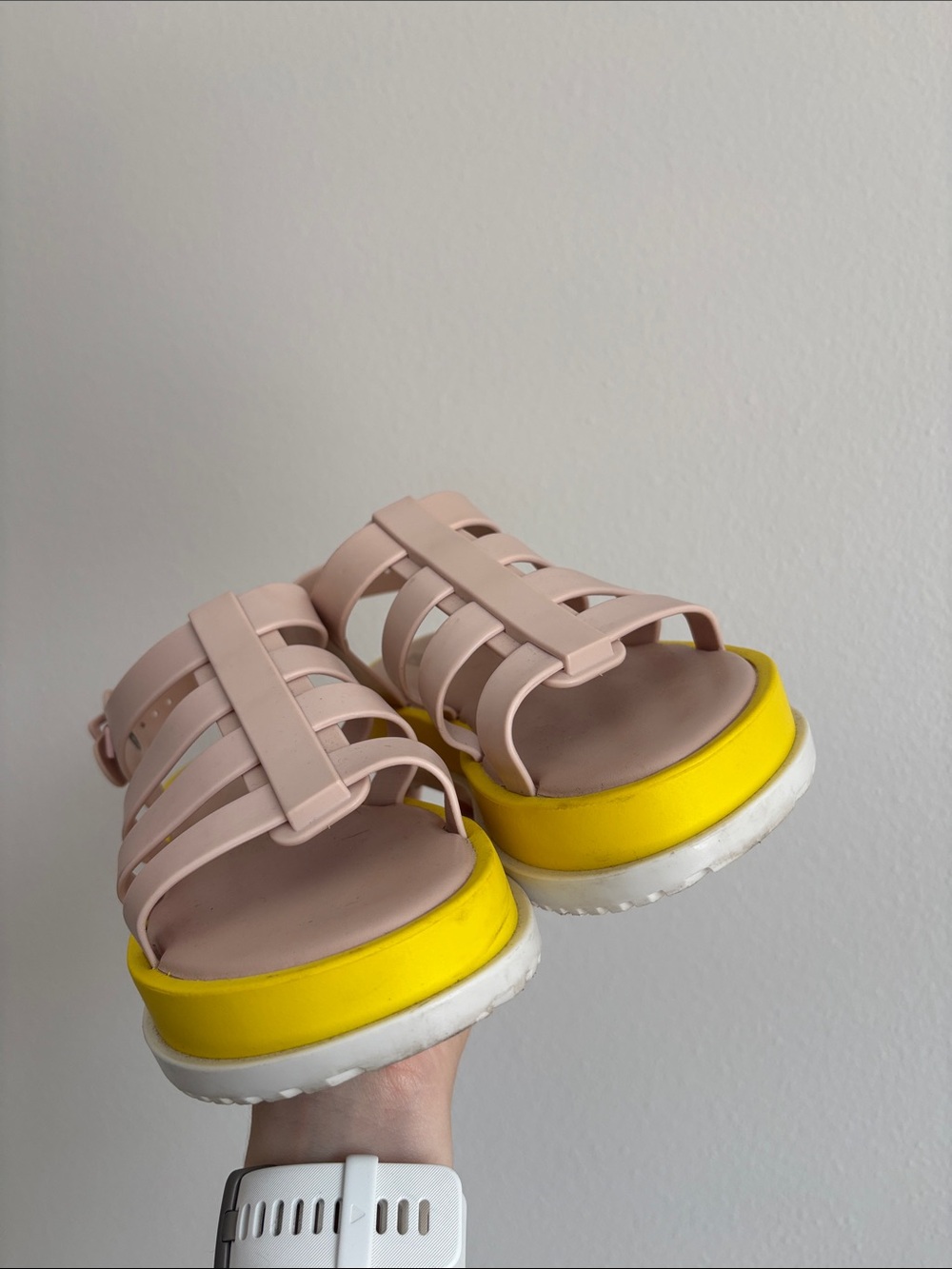 Melissa Flox III in yellow pink jelly fisherman sandals platform SZ 36 / US 5 - Picture 5 of 10